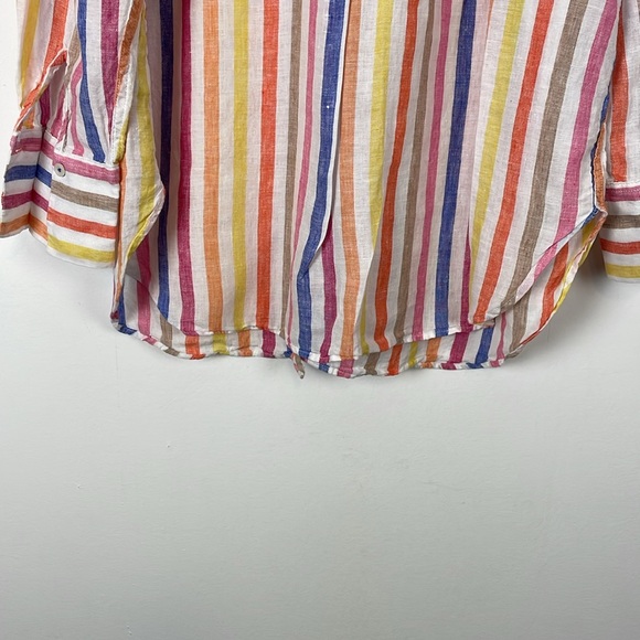 Talbots Linen Boyfriend Shirt Button Down Womens XL Multicolor Classic Blouse - Picture 6 of 9